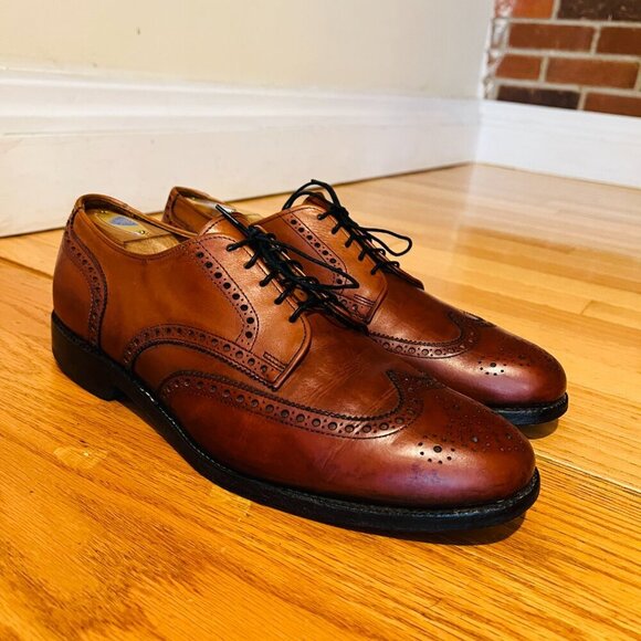 ALLEN EDMONDS Shoes Mens 10.5 D Ashland Walnut Brown Wingtip Oxford Derby - Picture 2 of 16